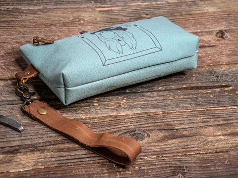 Ready to Ship | Stevie | Hand Printed Canvas Everyday Pouch | Camp Blue