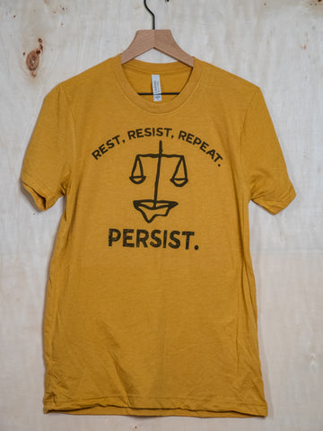 Made in USA | T-shirt | Rest. Resist. Persist. | Mustard