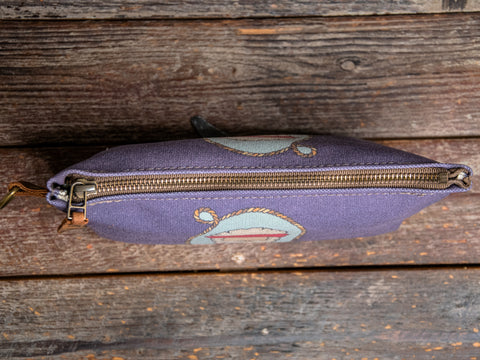 Ready to Ship | Willie | Hand Printed Canvas Everyday Pouch | Camp Blue