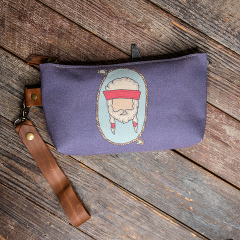 Ready to Ship | Willie | Hand Printed Canvas Everyday Pouch | Camp Blue