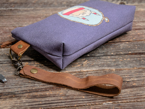 Ready to Ship | Willie | Hand Printed Canvas Everyday Pouch | Camp Blue