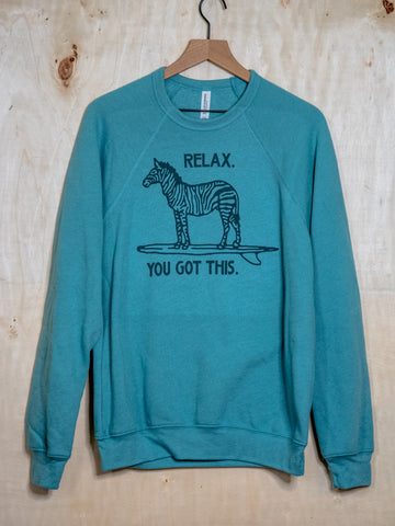 Handprinted Sweatshirt | Relax | Unisex Tri-Blend |  Lagoon Blue