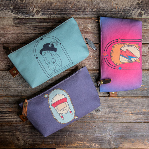 Ready to Ship | Bowie | Hand Printed Canvas Everyday Pouch | Camp Blue