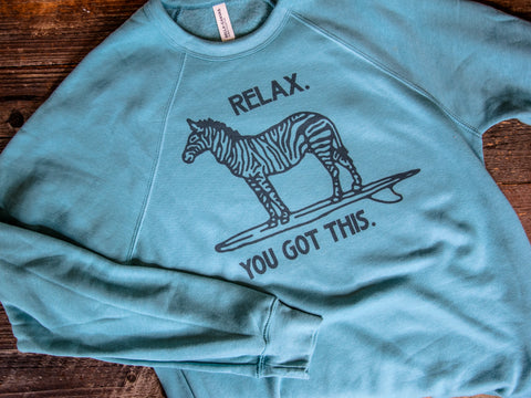 Handprinted Sweatshirt | Relax | Unisex Tri-Blend |  Lagoon Blue
