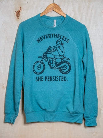 Handprinted Sweatshirt | Nevertheless She Persisted | Unisex Tri-Blend |  Lagoon Blue