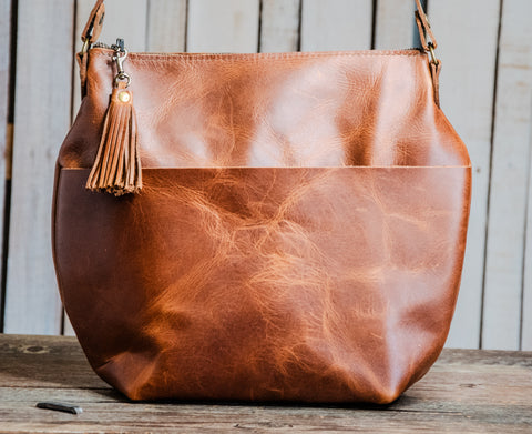 LIMITED RUN Eco-friendly Marie Leather Bag | Multiple Colors | Curved boho style with Tassel