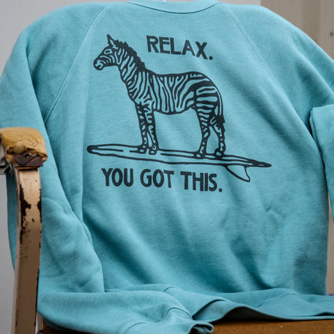Handprinted Sweatshirt | Relax | Unisex Tri-Blend |  Lagoon Blue