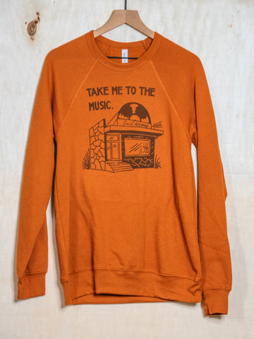 Handprinted Sweatshirt | Take me to the Music | Unisex Tri-Blend |  Rust | ALMOST GONE!