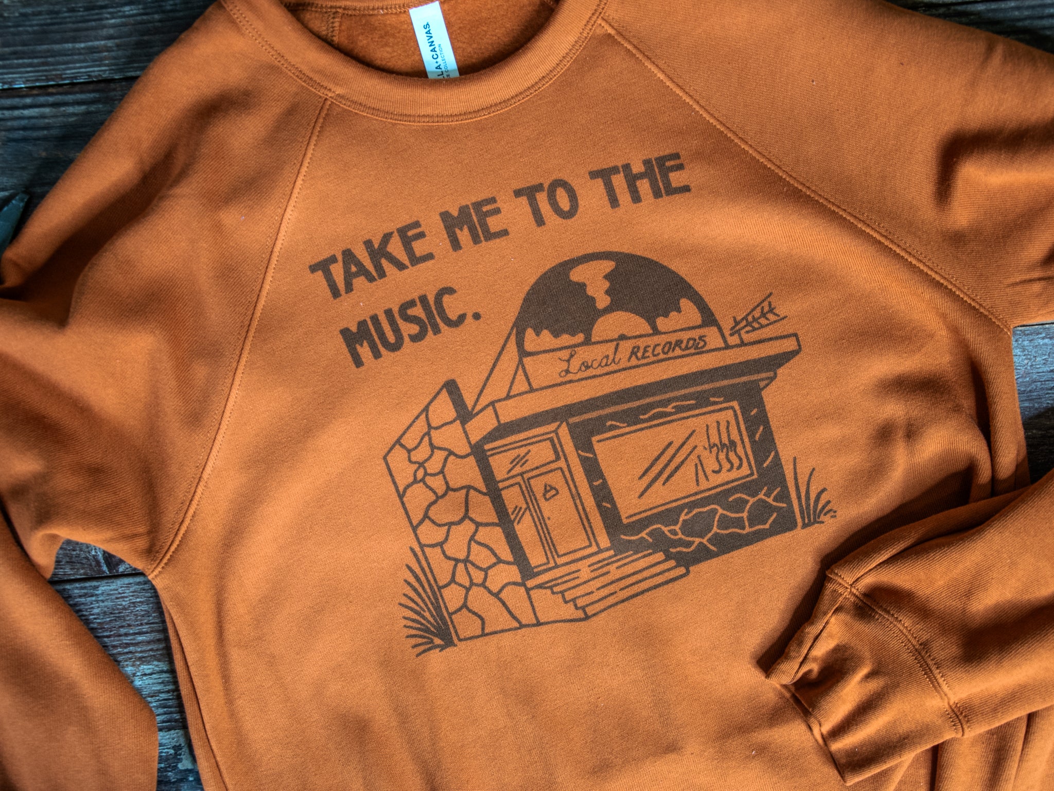 Handprinted Sweatshirt | Take me to the Music | Unisex Tri-Blend |  Rust | ALMOST GONE!