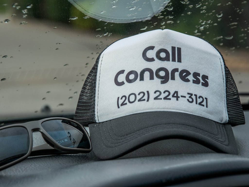 Ready to Ship | Trucker Hat | Hand Printed | Call Congress | Black Hat