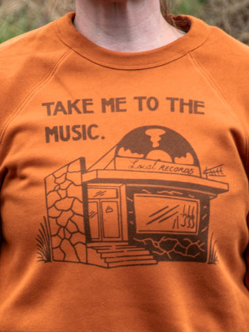 Handprinted Sweatshirt | Take me to the Music | Unisex Tri-Blend |  Rust | ALMOST GONE!