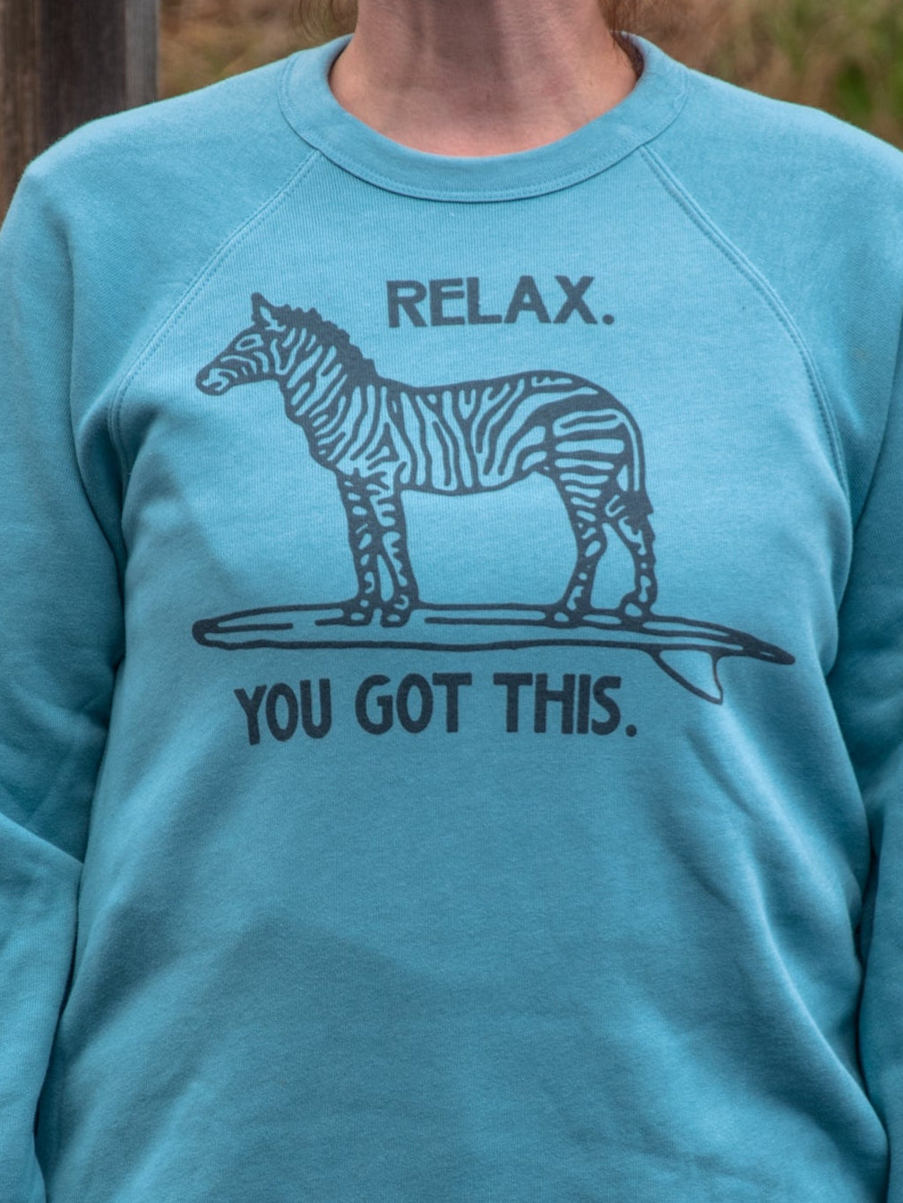Handprinted Sweatshirt | Relax | Unisex Tri-Blend |  Lagoon Blue