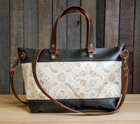 one of a Kind  | The Large Mandella Abstract North South leather tote in Multi Color | WHS6