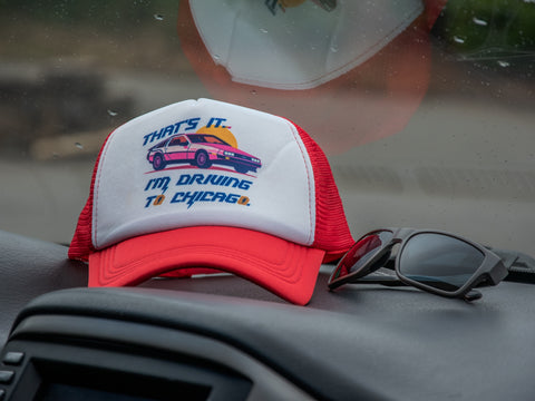 Ready to Ship | Trucker Hat | Hand Printed | Driving to Chicago