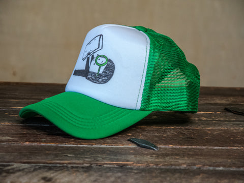 Trucker Hat | Hand Printed | Alone Time | Green