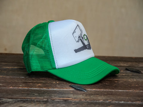 Trucker Hat | Hand Printed | Alone Time | Green