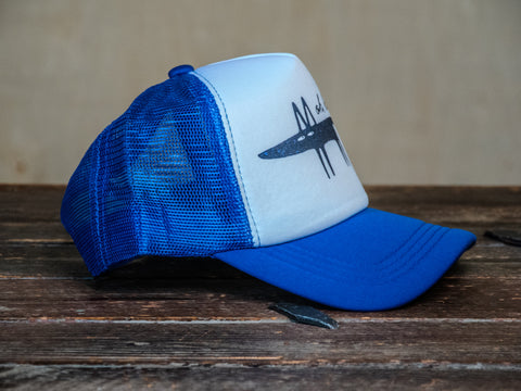 Trucker Hat | Hand Printed | Oh, Hello Foxy | Blue