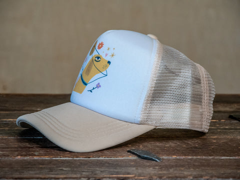Trucker Hat | Hand Printed | The Cone | Tan