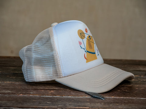 Trucker Hat | Hand Printed | The Cone | Tan