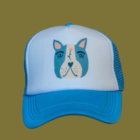 Trucker Hat | Hand Printed | I just love dogs | Light Sky