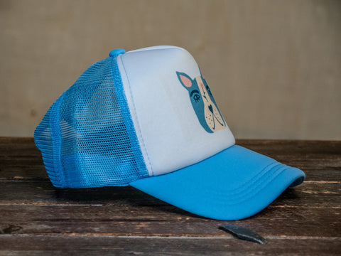 Trucker Hat | Hand Printed | I just love dogs | Light Sky