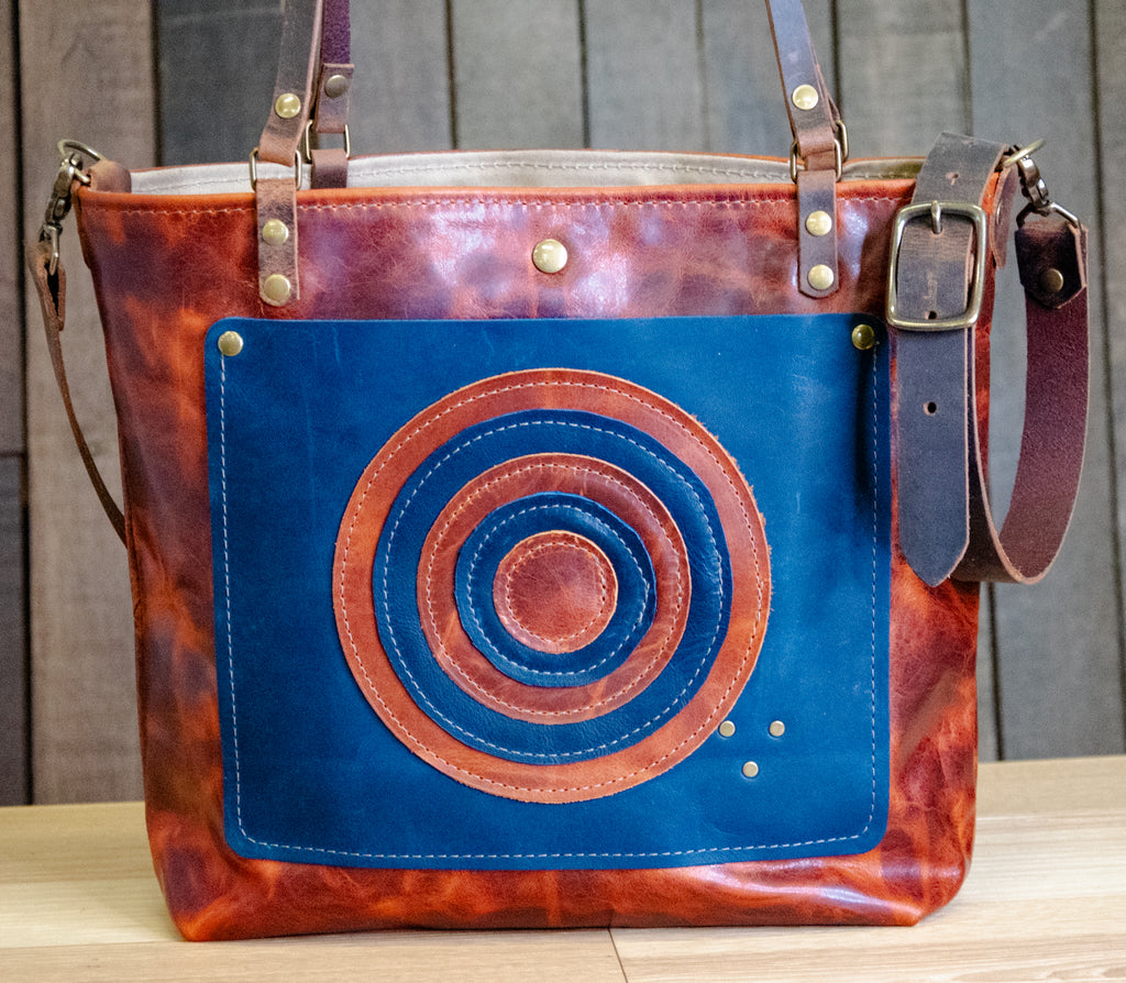 Warehouse sale  | The Classic ECO-TANNED Dark Rust Abstract Tote | Only one Available |  IB23
