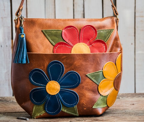 Fossil Leather and Suede Patchwork Bag