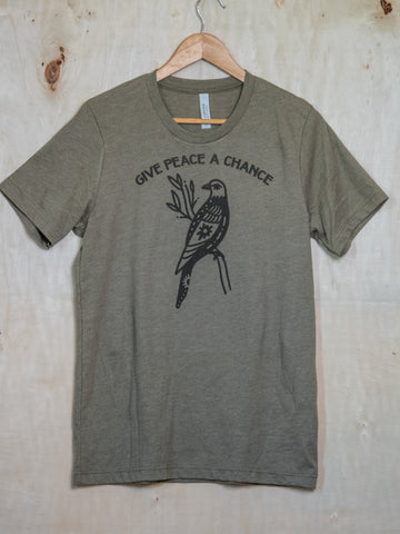 Made in USA | T-shirt Unisex | Give Peace a Chance | Olive