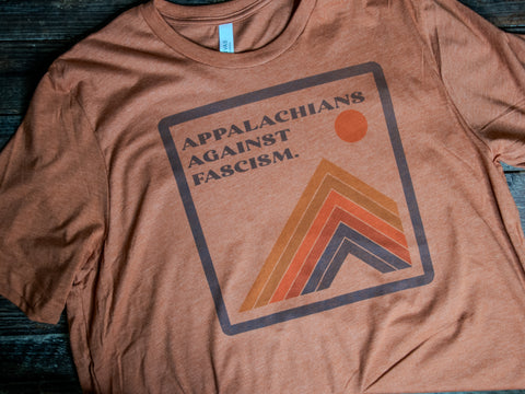 Made in USA | T-shirt | Unisex | Appalachians against fascism 70's Mountain | Multiple Colors