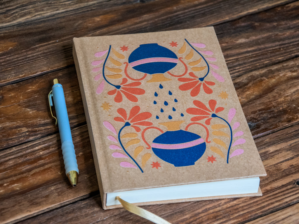 The Journal | Handprinted | 8x5 | Glum Lot Press + In Blue | Folk Floral