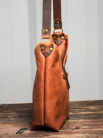 Ready to Ship | Handmade Tote Leather Bag | Small North South Tote | rose hobo small