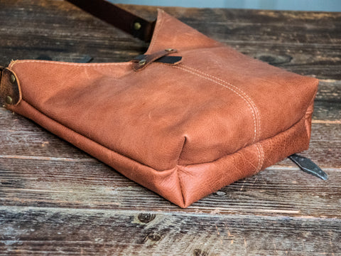 Ready to Ship | Handmade Tote Leather Bag | Small North South Tote | rose hobo small