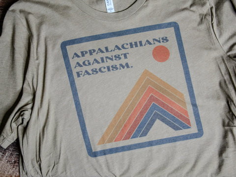 Made in USA | T-shirt | Unisex | Appalachians against fascism 70's Mountain | Multiple Colors