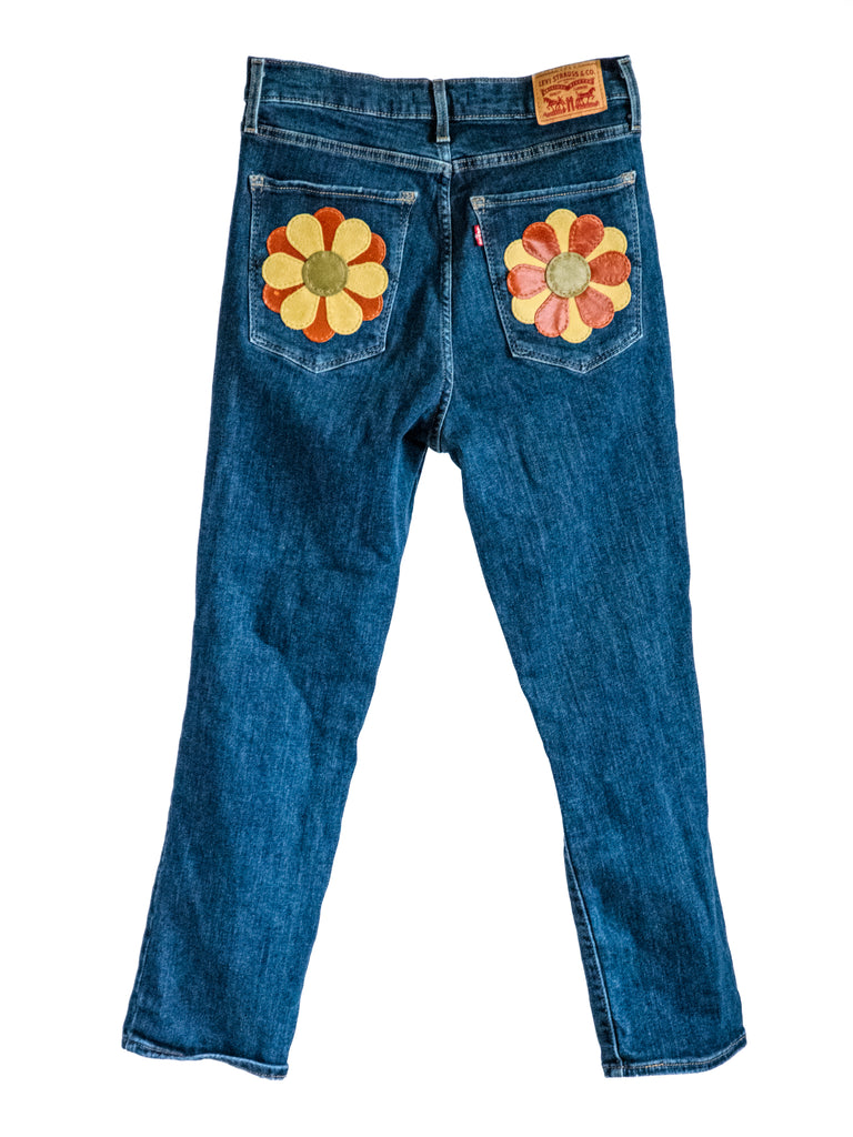 Patchwork Denim | Waist 30 Size 8-10 | Levis High Rise | Krista flower | #19