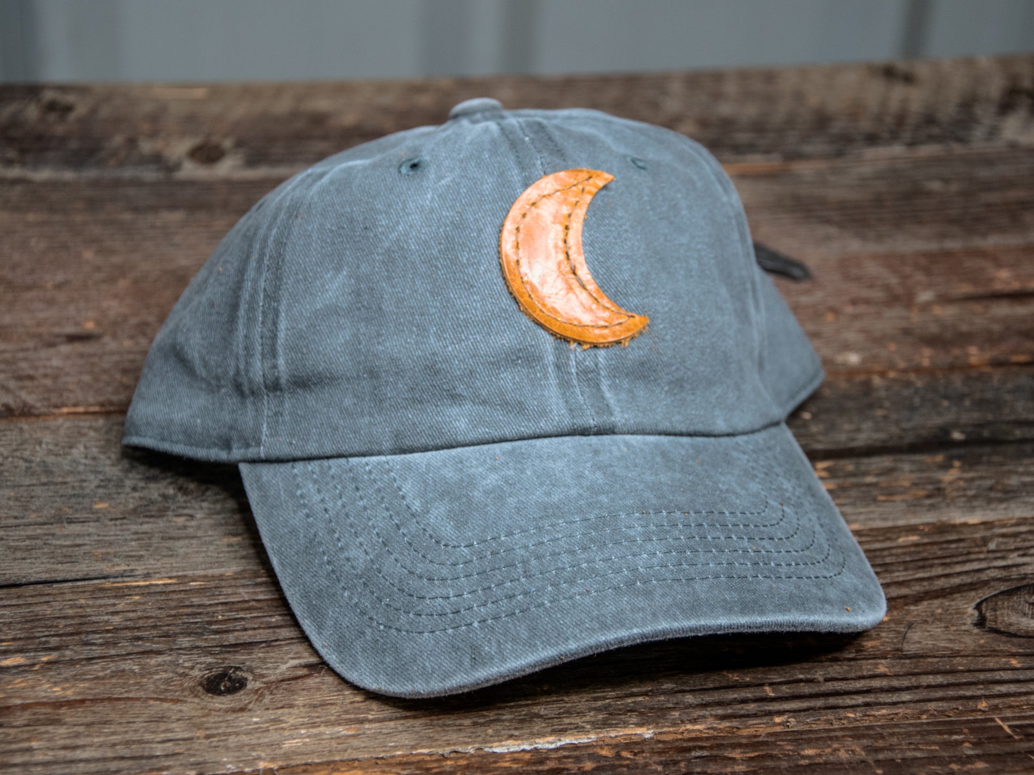 Ready to Ship | Vintage Style Hat | Baseball Cap | Crescent Moon Washed Grey