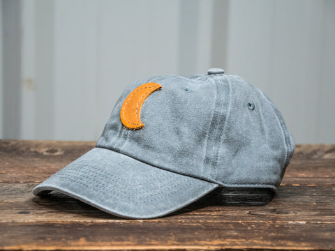 Ready to Ship | Vintage Style Hat | Baseball Cap | Crescent Moon Washed Grey