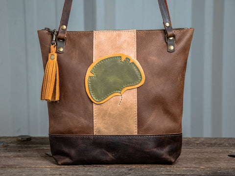 Ready to Ship | Gingko Leather tote w/ tassel | Lined