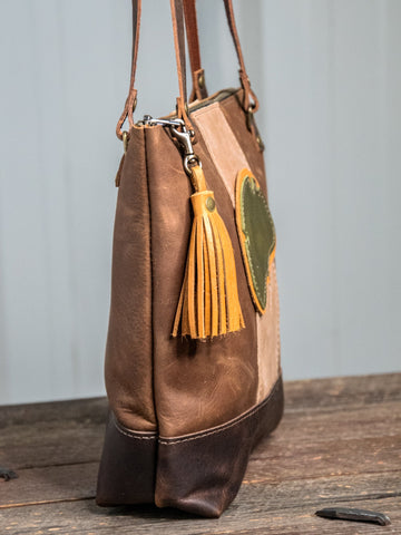 Ready to Ship | Gingko Leather tote w/ tassel | Lined