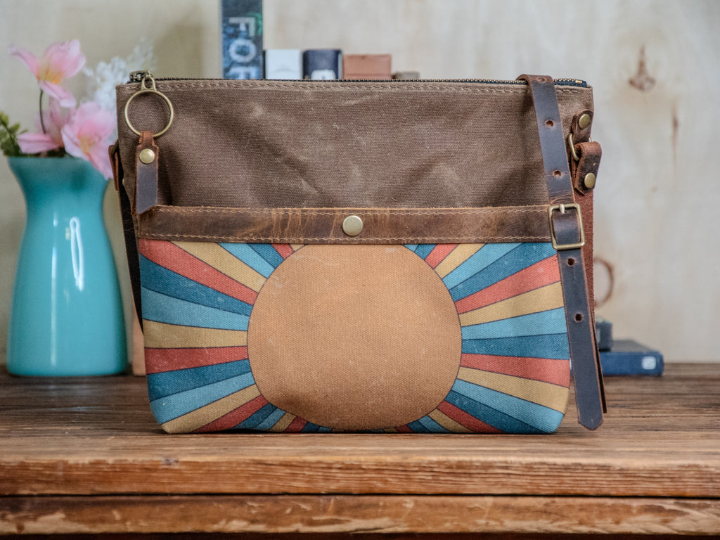 One of a Kind | Rainbow Sunshine Custom Crossbody Bag | Pecan | OOAK 1