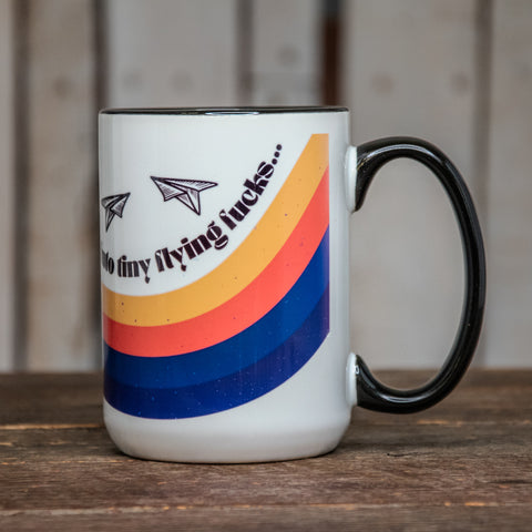 The LARGE Coffee Cup | Hand printed original artwork mugs | Flying Fucks