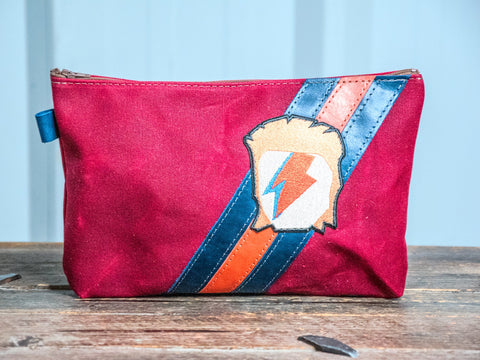 Ready to Ship | Bowie 70s Large Waxed Canvas & Leather Pouch