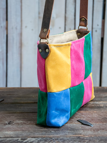 Ready to Ship | OOAK | Handmade Waxed canvas and leather Tote Bag | Patchwork Shortie | PW3