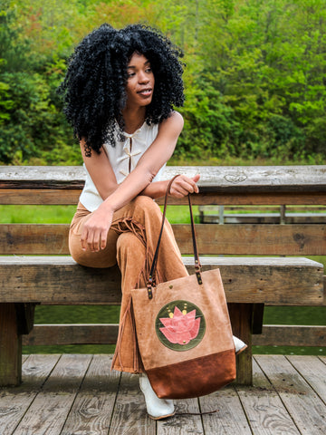Limited Run | The Large North South Leather Tote Bag in NEW eco-friendly LOTUS style | Limited Quantities