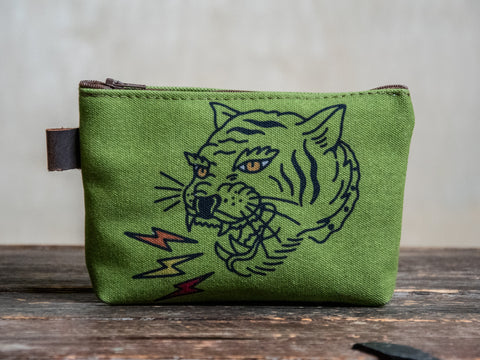 Get 'Em Tiger | Hand printed MEDIUM Canvas Pouch