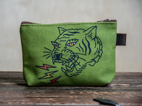 Get 'Em Tiger | Hand printed MEDIUM Canvas Pouch