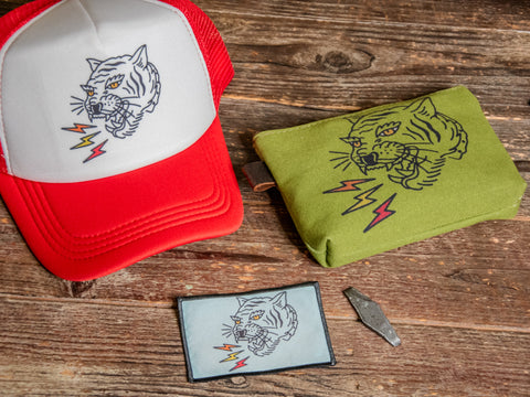 Get 'Em Tiger | Hand printed MEDIUM Canvas Pouch