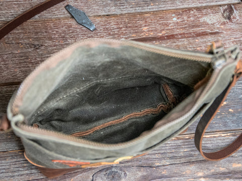 Ready to Ship | The MINI ML tote | Waxed Canvas and leather tote bag | Rainbow Triangles