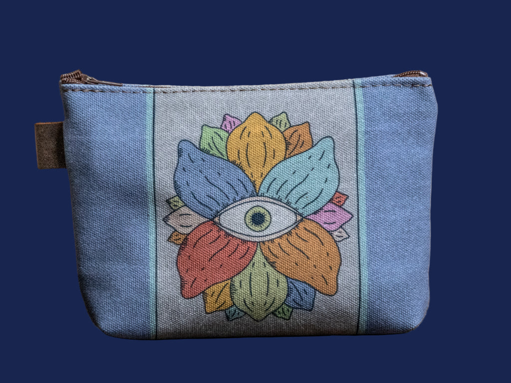 Lotus Eye | Hand printed MEDIUM Canvas Pouch