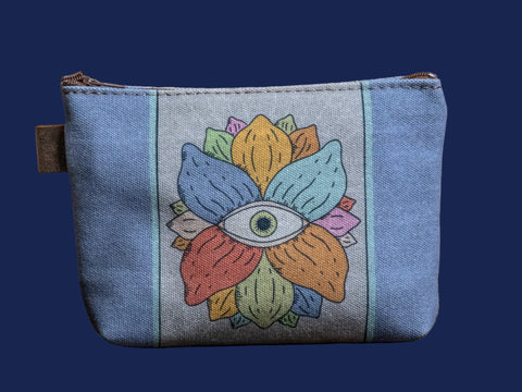 Lotus Eye | Hand printed MEDIUM Canvas Pouch