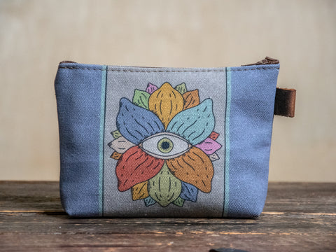 Lotus Eye | Hand printed MEDIUM Canvas Pouch